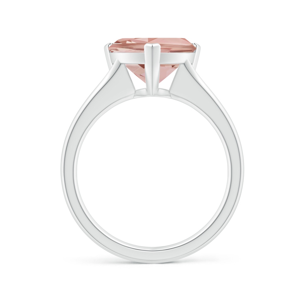 10mm AAAA Trillion Morganite Solitaire Engagement Ring in White Gold - side 1