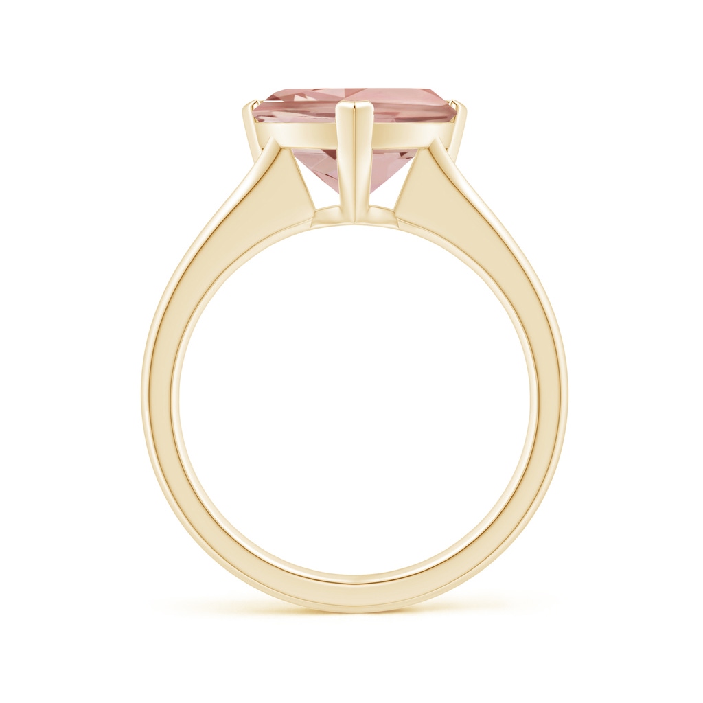 10mm AAAA Trillion Morganite Solitaire Engagement Ring in Yellow Gold - side 1