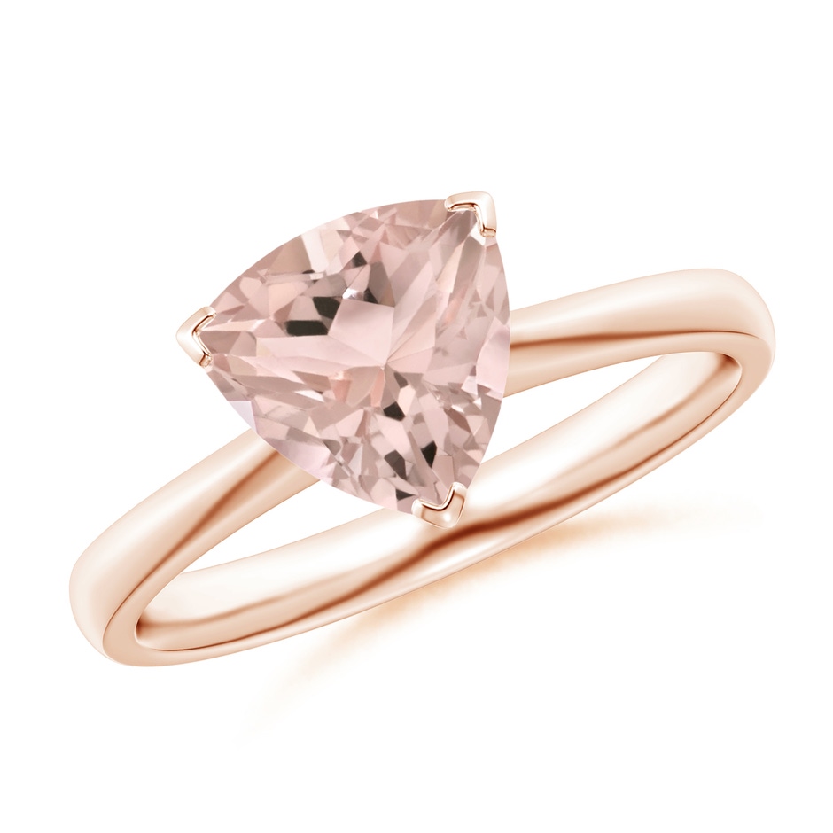 8mm A Trillion Morganite Solitaire Engagement Ring in Rose Gold 