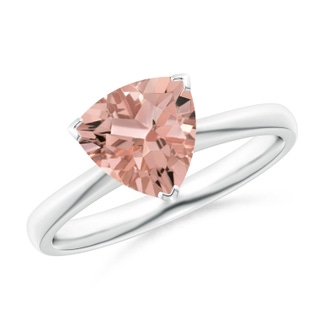 8mm AAAA Trillion Morganite Solitaire Engagement Ring in P950 Platinum