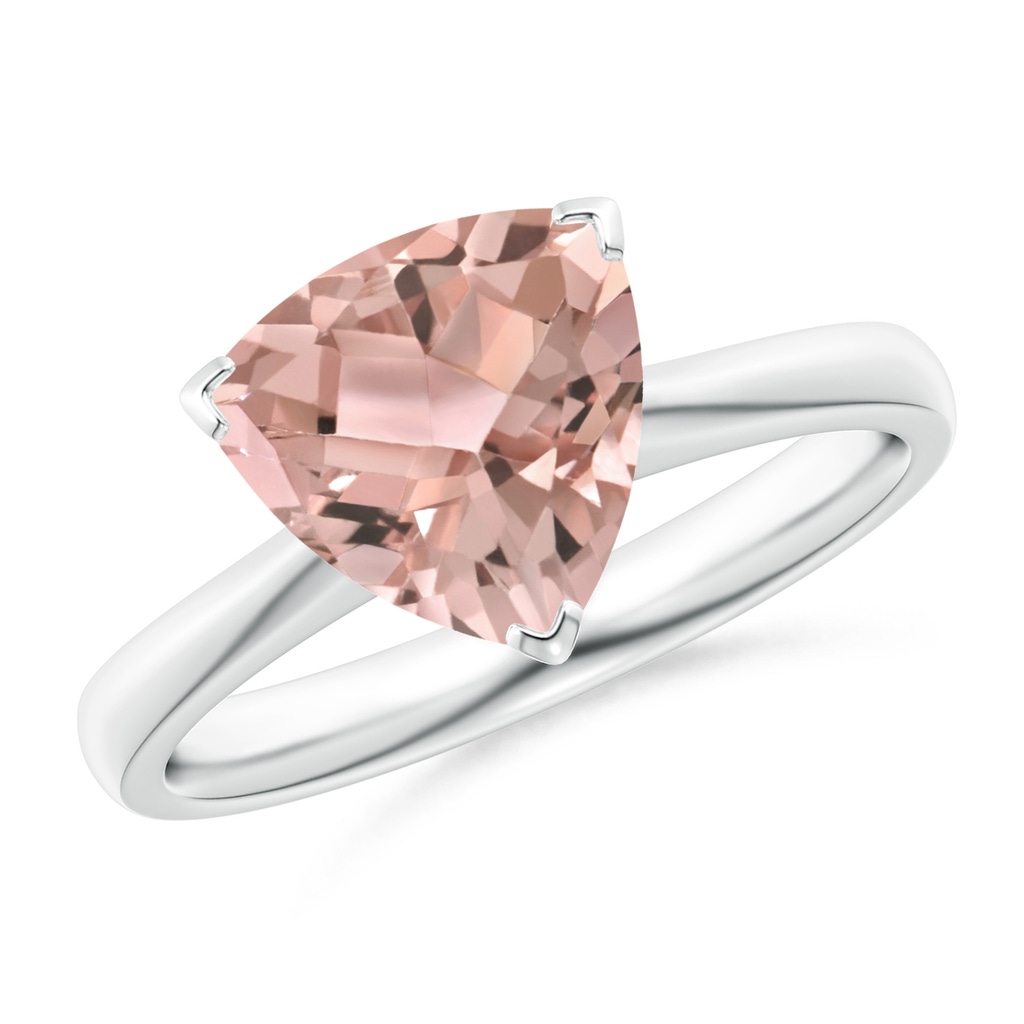 9mm AAA Trillion Morganite Solitaire Engagement Ring in White Gold