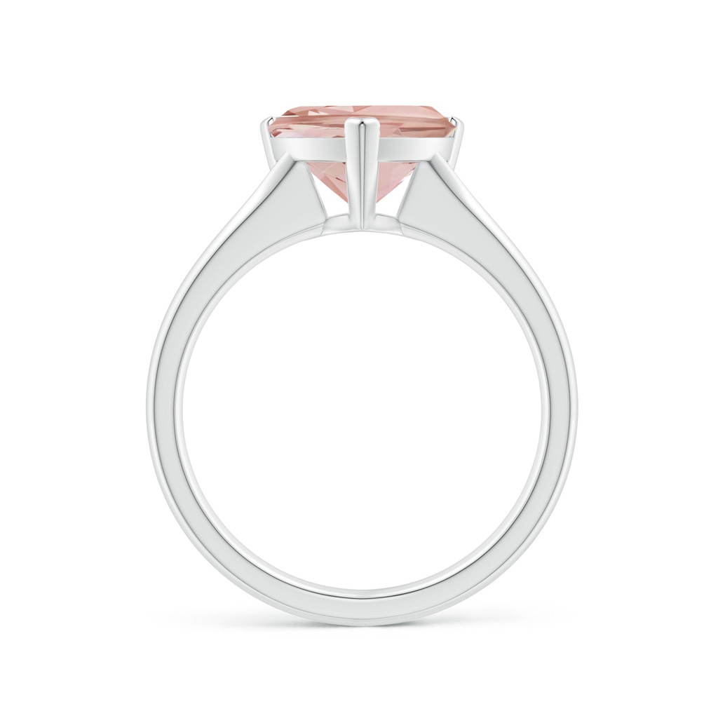 9mm AAA Trillion Morganite Solitaire Engagement Ring in White Gold - side 1