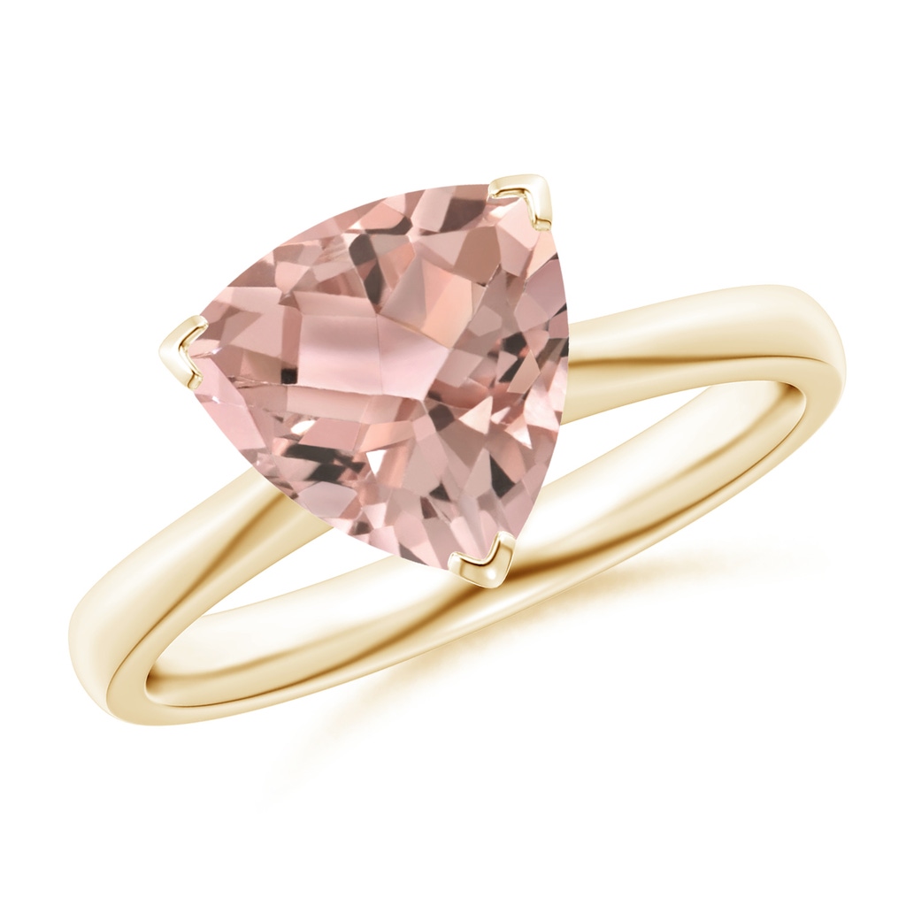 9mm AAA Trillion Morganite Solitaire Engagement Ring in Yellow Gold