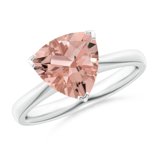 9mm AAAA Trillion Morganite Solitaire Engagement Ring in P950 Platinum