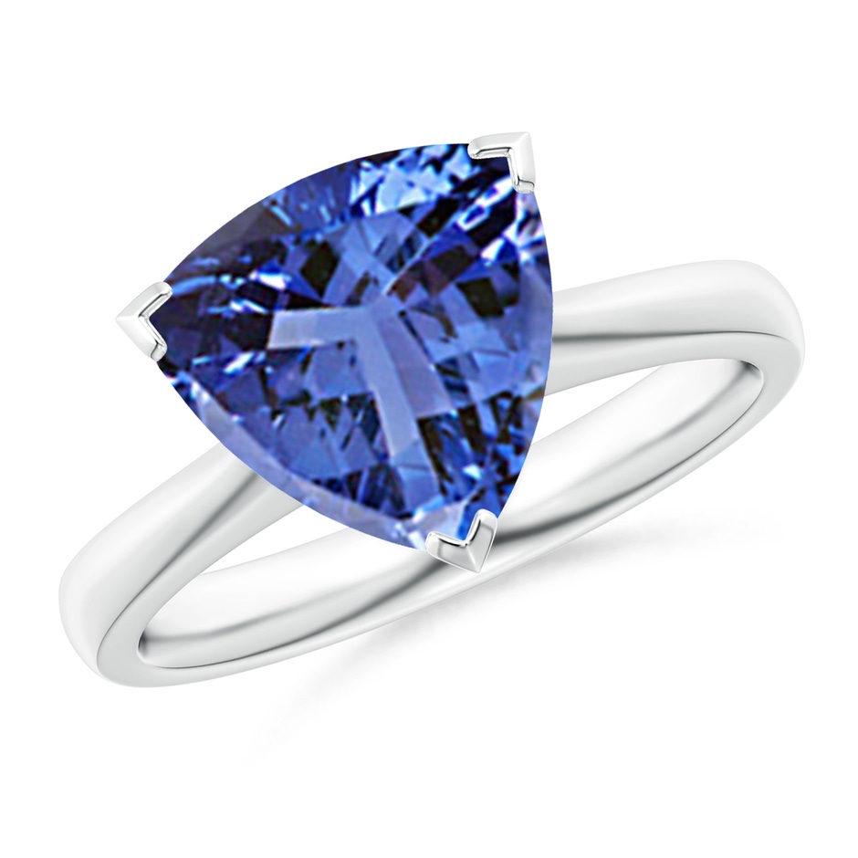 10mm AA Trillion Tanzanite Solitaire Engagement Ring in White Gold 