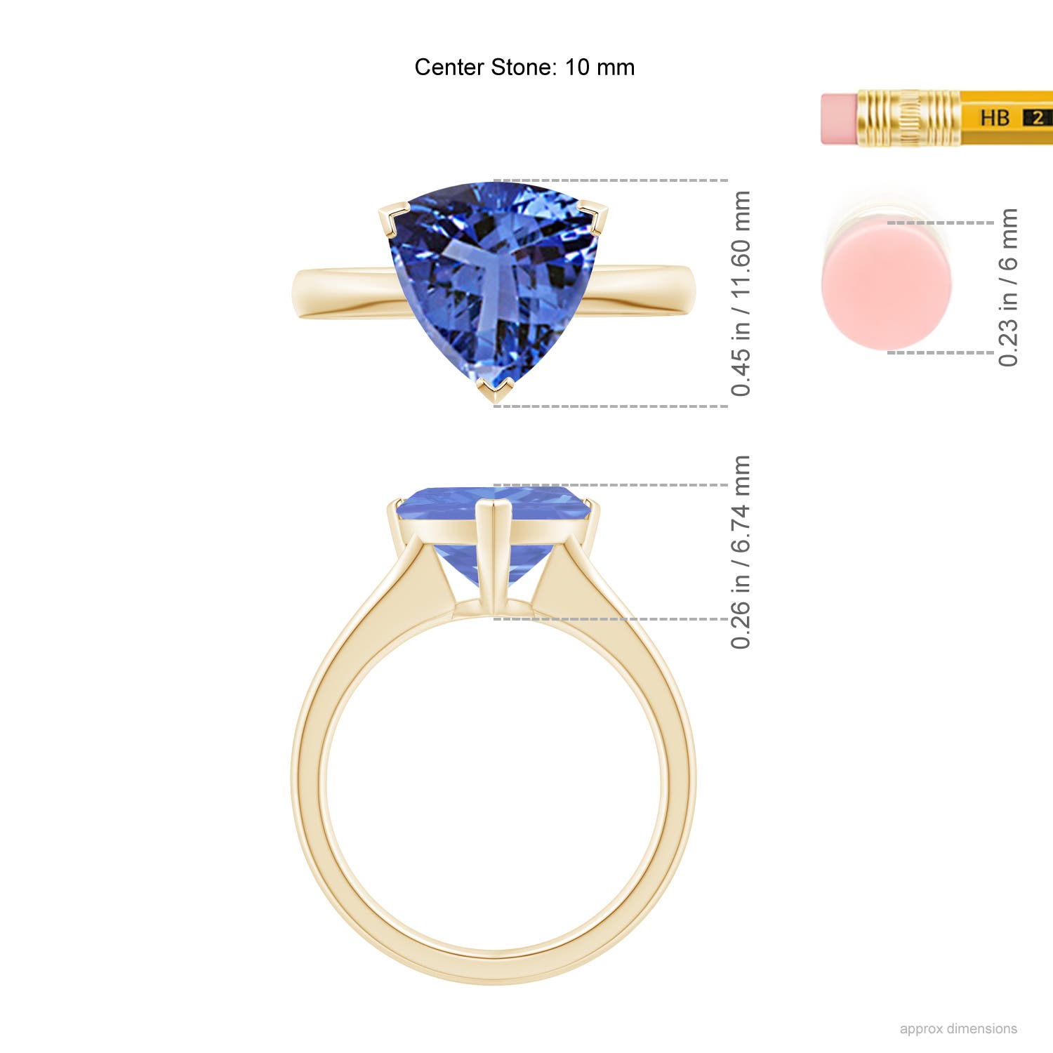 AA - Tanzanite / 3 CT / 14 KT Yellow Gold