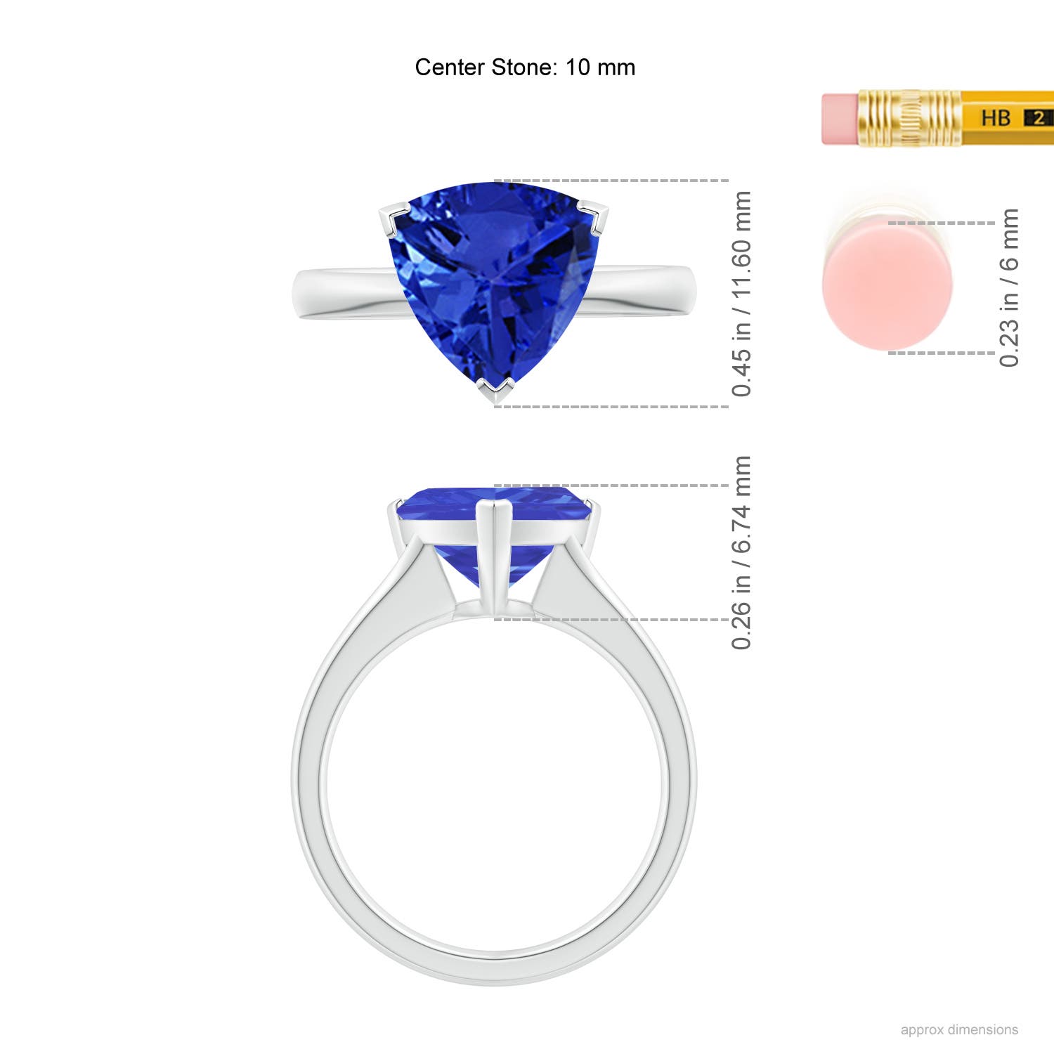 AAA - Tanzanite / 3 CT / 14 KT White Gold