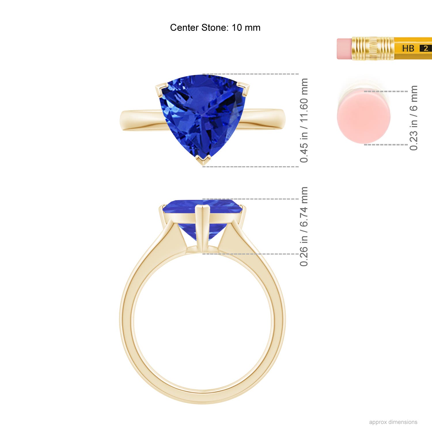 AAA - Tanzanite / 3 CT / 14 KT Yellow Gold