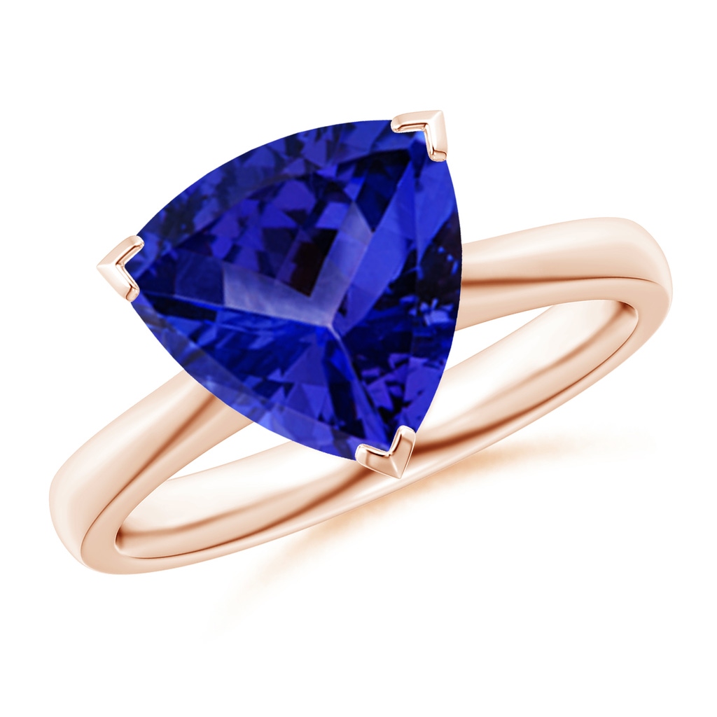 10mm AAAA Trillion Tanzanite Solitaire Engagement Ring in Rose Gold