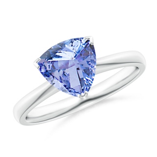 8mm A Trillion Tanzanite Solitaire Engagement Ring in P950 Platinum