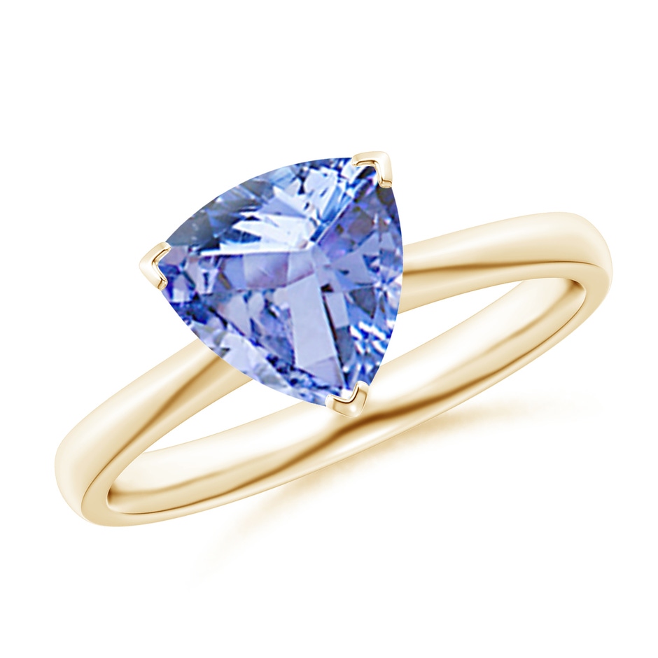 8mm A Trillion Tanzanite Solitaire Engagement Ring in Yellow Gold 