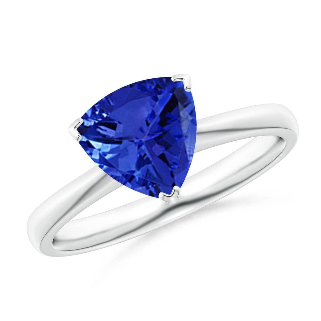 8mm AAA Trillion Tanzanite Solitaire Engagement Ring in White Gold
