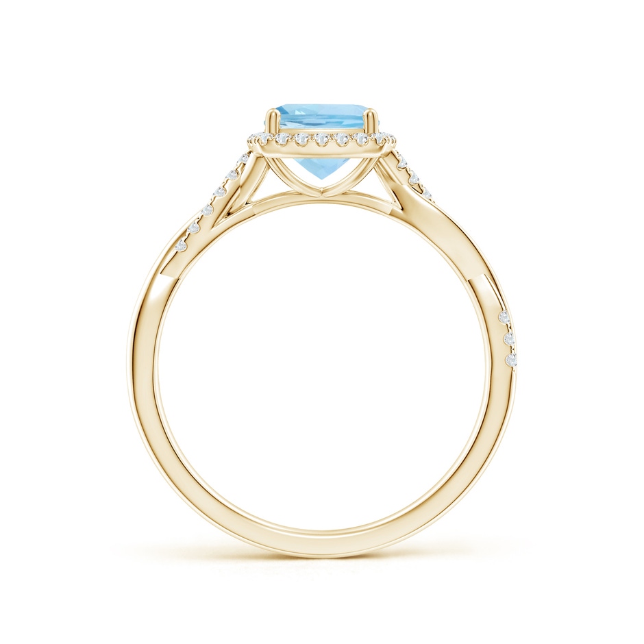 6mm AAA Twisted Shank Cushion Aquamarine Halo Engagement Ring in Yellow Gold side-1