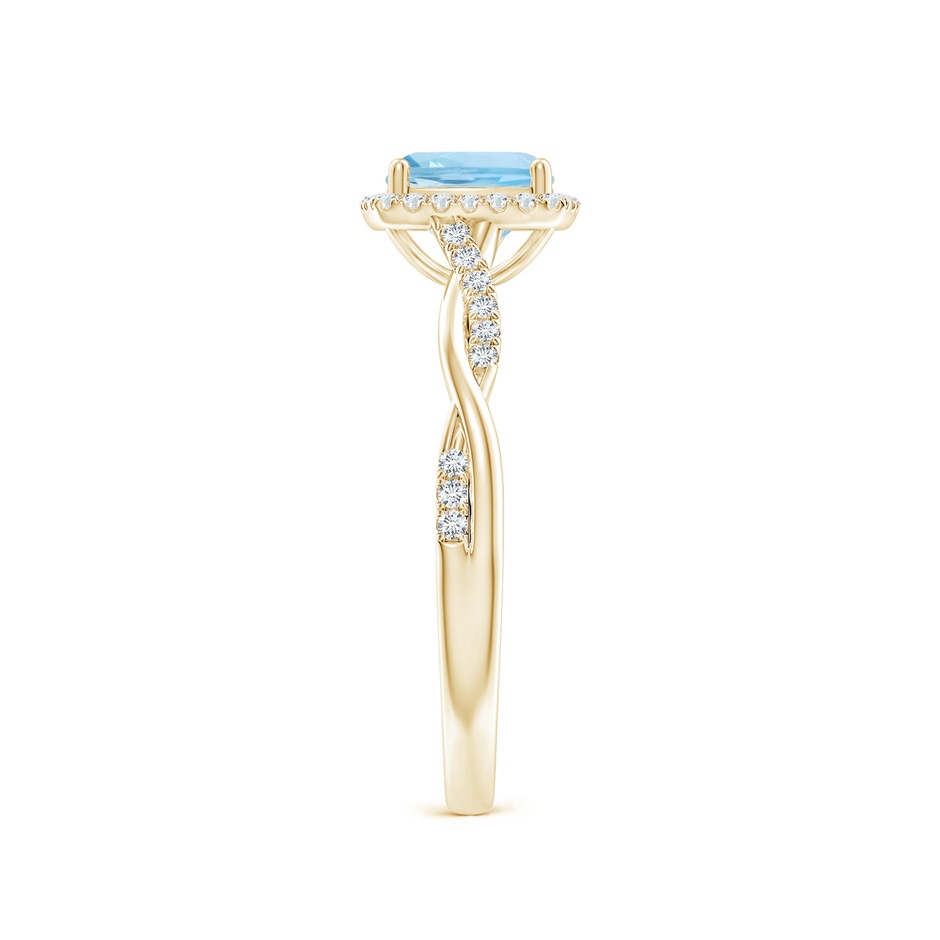 6mm AAA Twisted Shank Cushion Aquamarine Halo Engagement Ring in Yellow Gold side-2