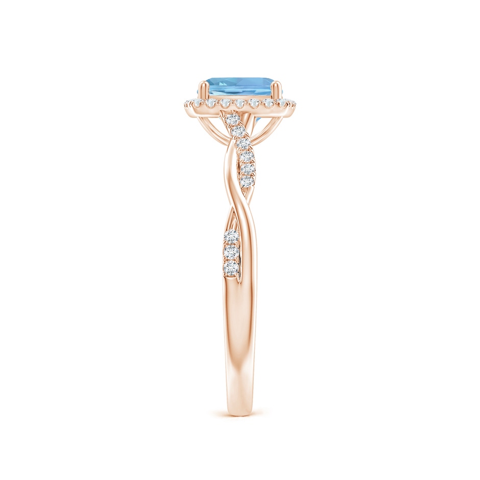 6mm AAAA Twisted Shank Cushion Aquamarine Halo Engagement Ring in Rose Gold side-2