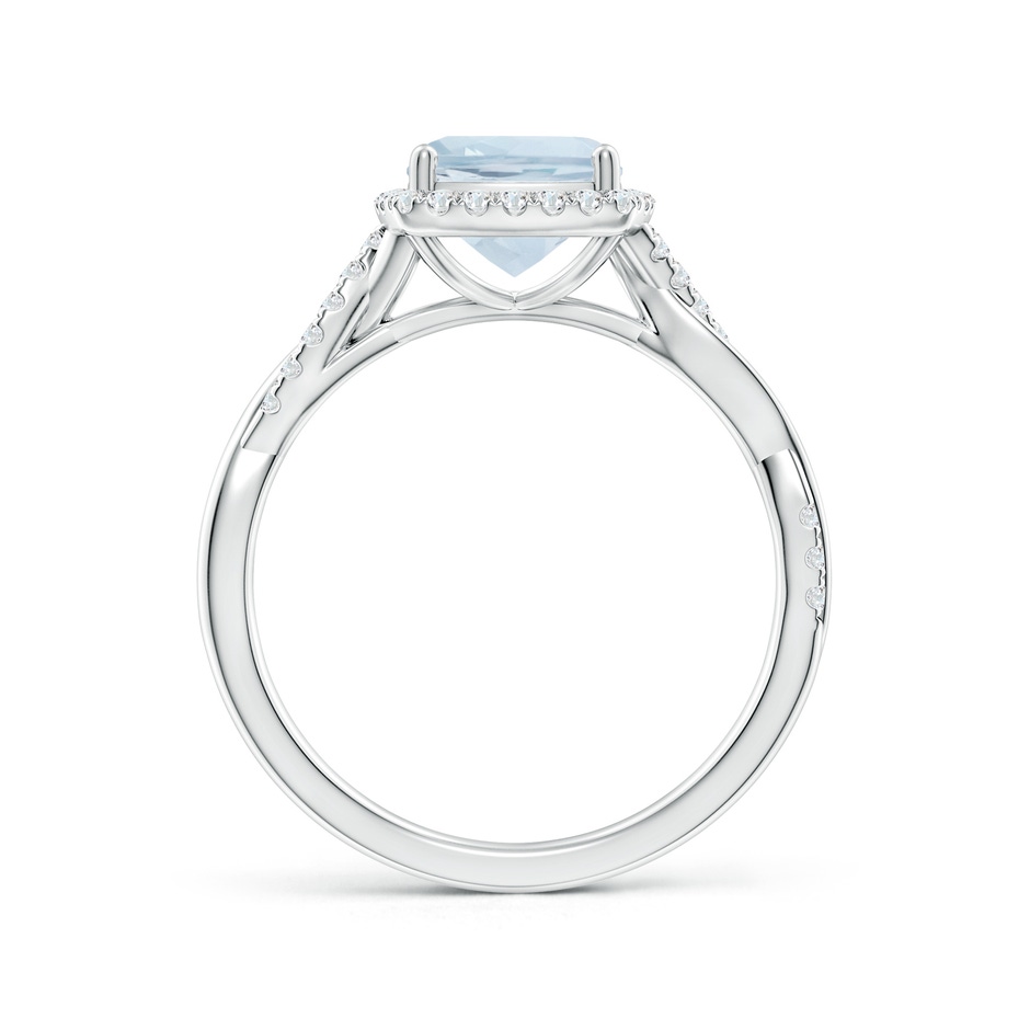 7mm A Twisted Shank Cushion Aquamarine Halo Engagement Ring in White Gold side-1