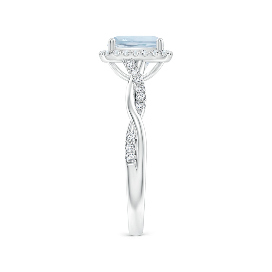 7mm A Twisted Shank Cushion Aquamarine Halo Engagement Ring in White Gold side-2