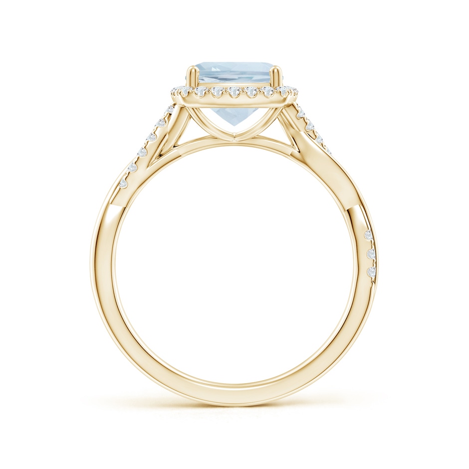 7mm A Twisted Shank Cushion Aquamarine Halo Engagement Ring in Yellow Gold side-1