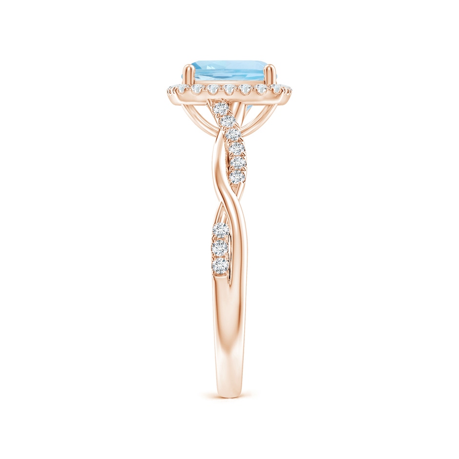 7mm AAA Twisted Shank Cushion Aquamarine Halo Engagement Ring in Rose Gold side-2