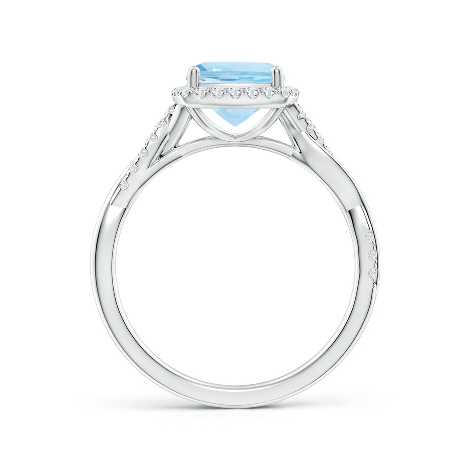 7mm AAA Twisted Shank Cushion Aquamarine Halo Engagement Ring in White Gold side-1