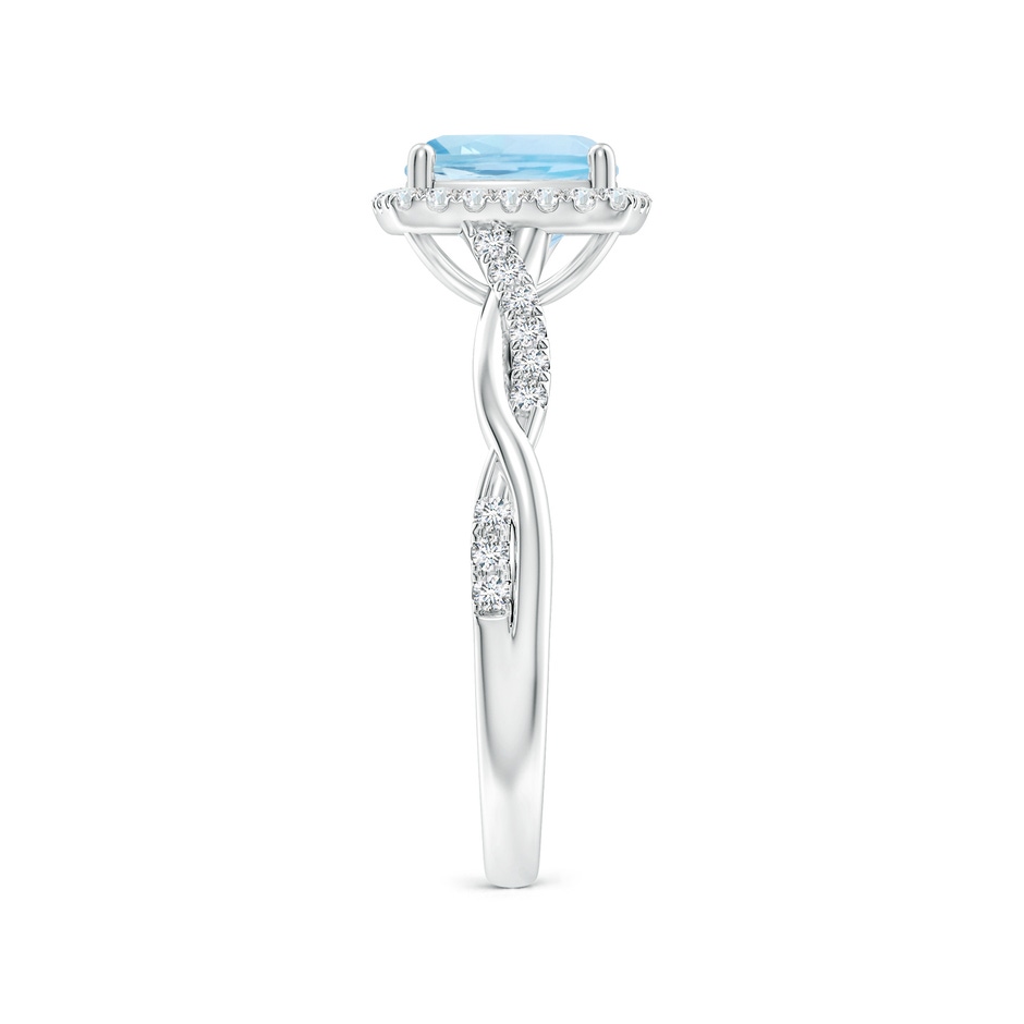 7mm AAA Twisted Shank Cushion Aquamarine Halo Engagement Ring in White Gold side-2