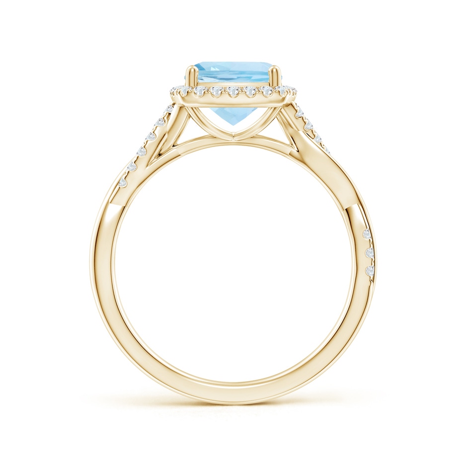 7mm AAA Twisted Shank Cushion Aquamarine Halo Engagement Ring in Yellow Gold side-1