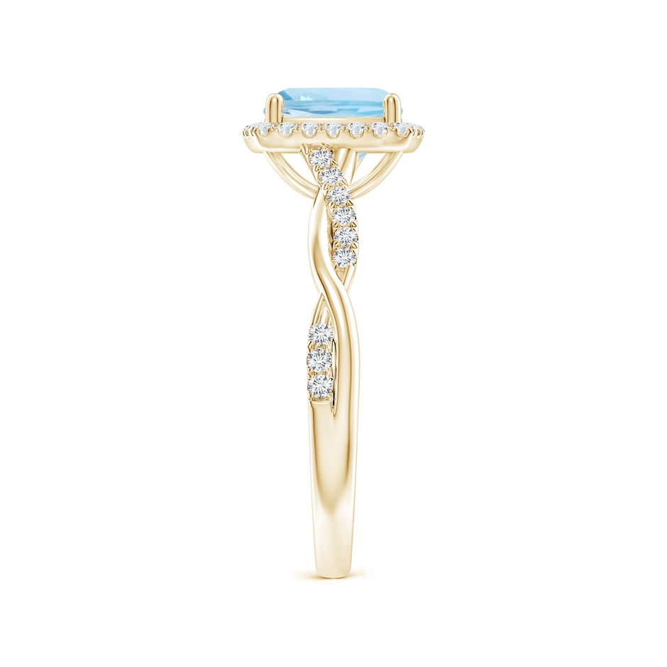 7mm AAA Twisted Shank Cushion Aquamarine Halo Engagement Ring in Yellow Gold side-2