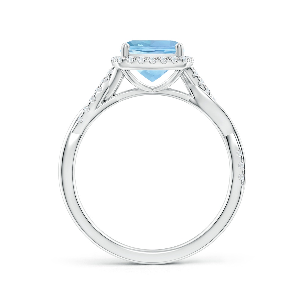 7mm AAAA Twisted Shank Cushion Aquamarine Halo Engagement Ring in White Gold - side_1