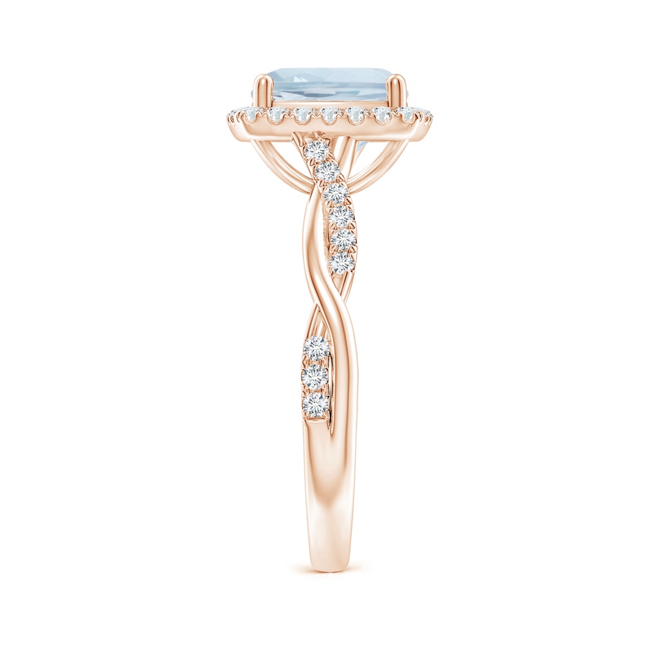 8mm A Twisted Shank Cushion Aquamarine Halo Engagement Ring in Rose Gold side-2