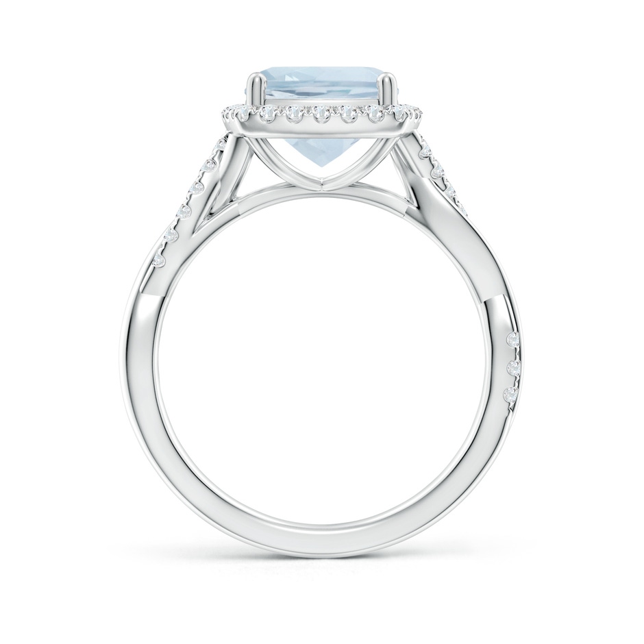 8mm A Twisted Shank Cushion Aquamarine Halo Engagement Ring in White Gold side-1