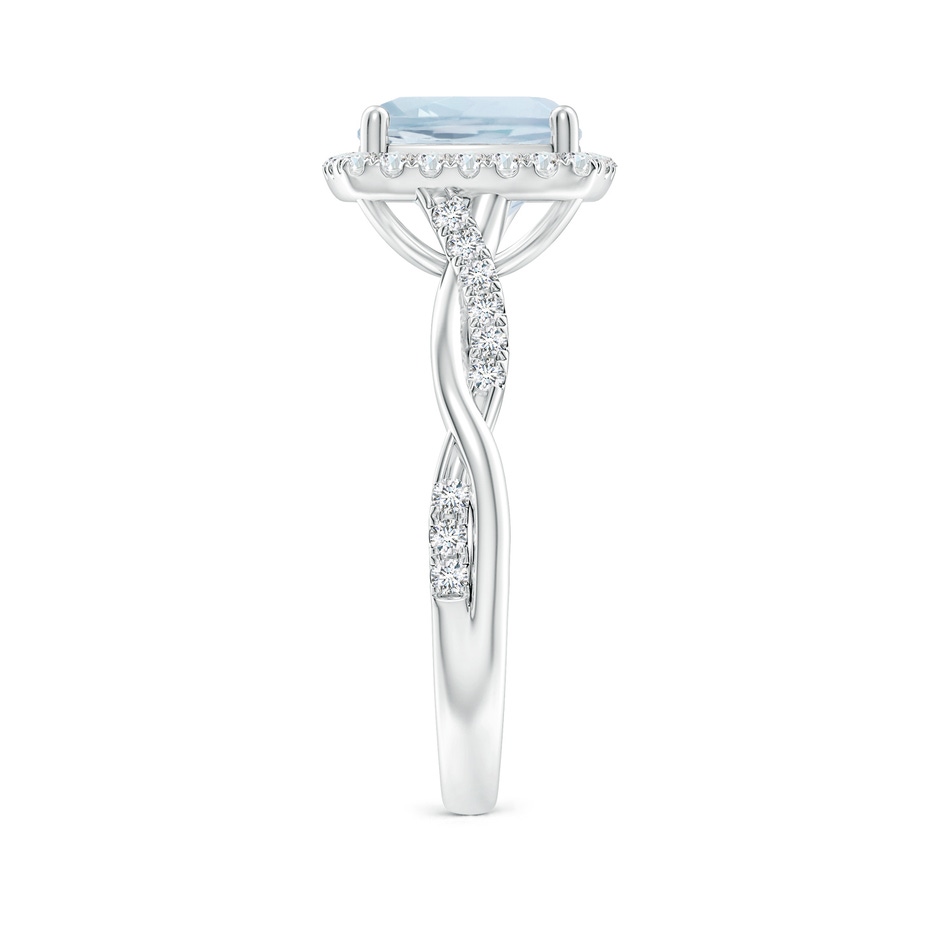 8mm A Twisted Shank Cushion Aquamarine Halo Engagement Ring in White Gold side-2