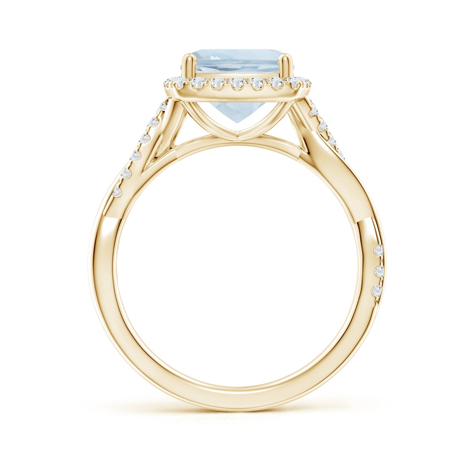 8mm A Twisted Shank Cushion Aquamarine Halo Engagement Ring in Yellow Gold side-1