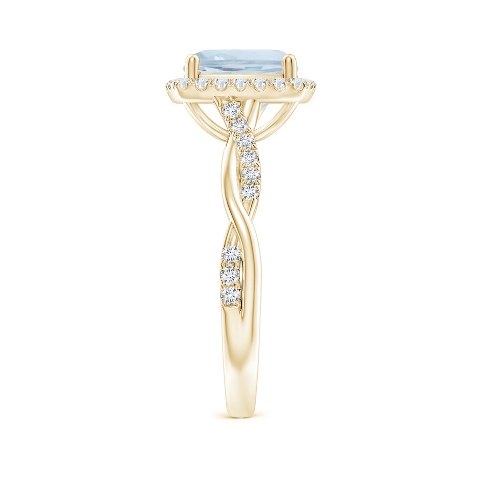 8mm A Twisted Shank Cushion Aquamarine Halo Engagement Ring in Yellow Gold side-2