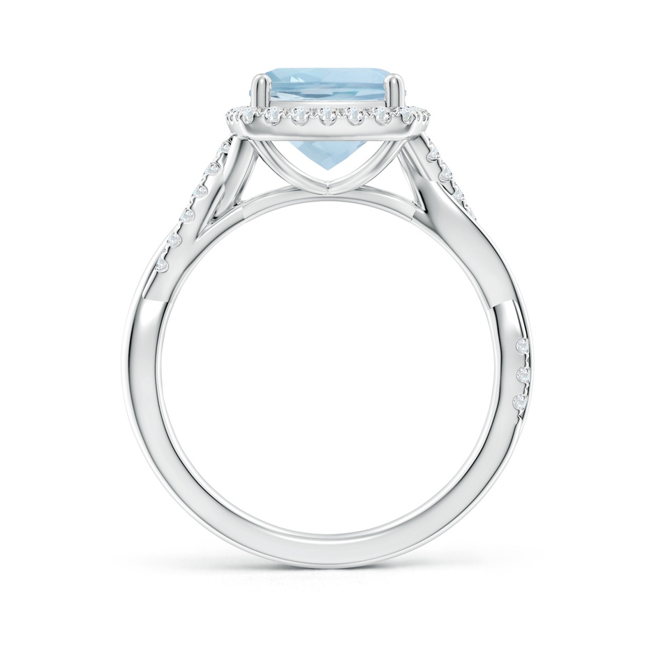 8mm AA Twisted Shank Cushion Aquamarine Halo Engagement Ring in P950 Platinum side-1