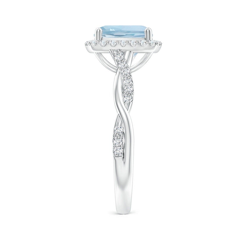 8mm AA Twisted Shank Cushion Aquamarine Halo Engagement Ring in P950 Platinum side-2