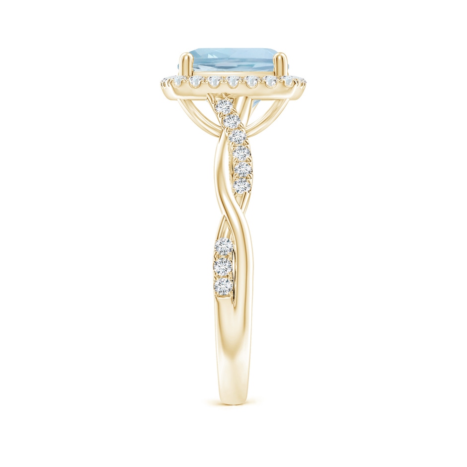 8mm AA Twisted Shank Cushion Aquamarine Halo Engagement Ring in Yellow Gold side-2