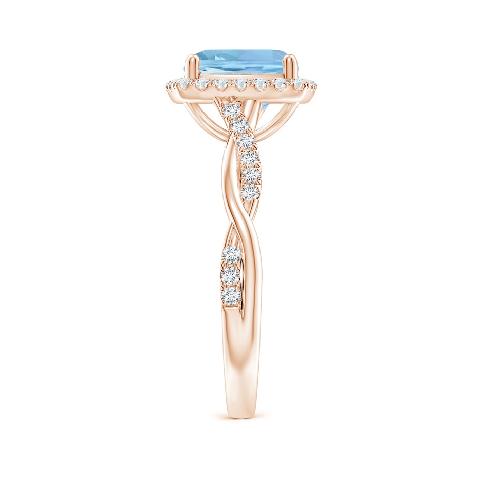8mm AAAA Twisted Shank Cushion Aquamarine Halo Engagement Ring in Rose Gold side-2