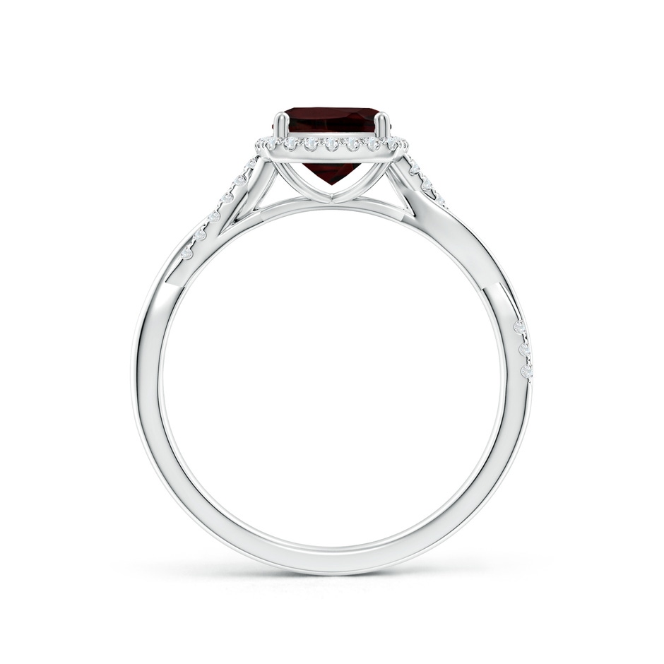 6mm A Twisted Shank Cushion Garnet Halo Engagement Ring in P950 Platinum side-1