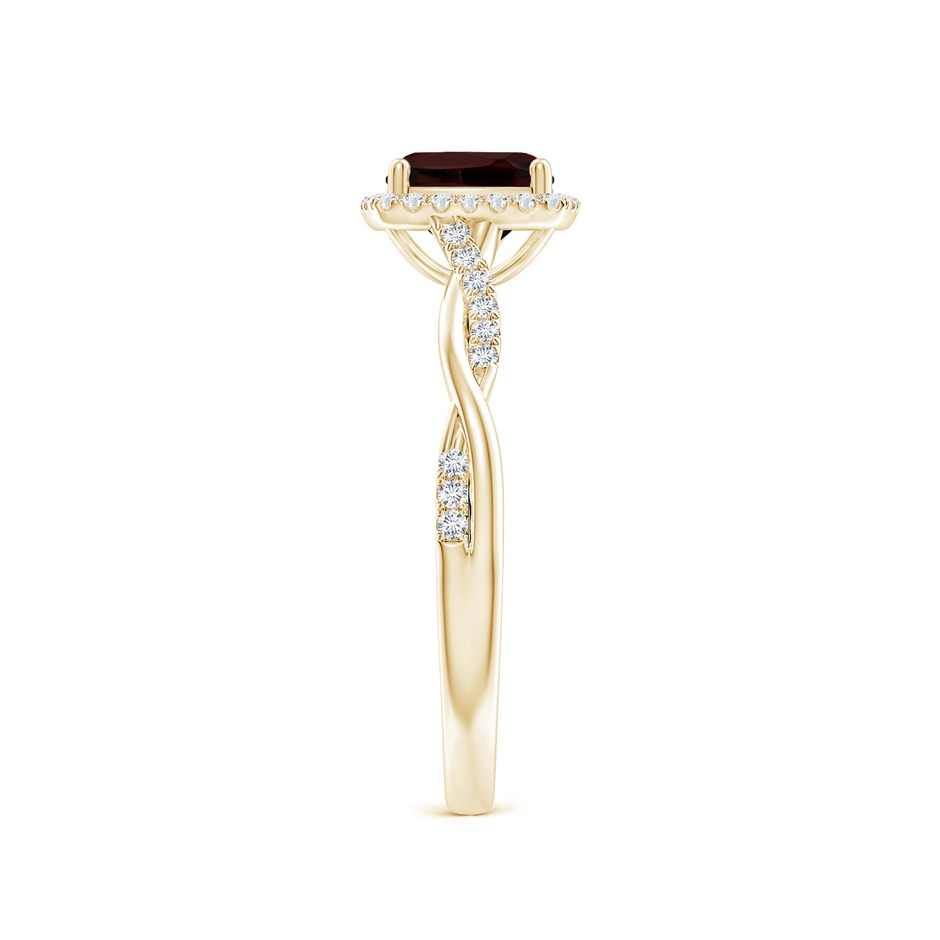 6mm A Twisted Shank Cushion Garnet Halo Engagement Ring in Yellow Gold side-2
