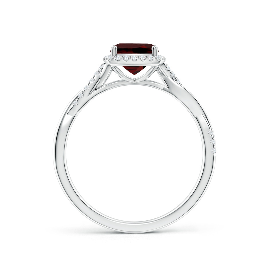 6mm AAA Twisted Shank Cushion Garnet Halo Engagement Ring in White Gold side-1