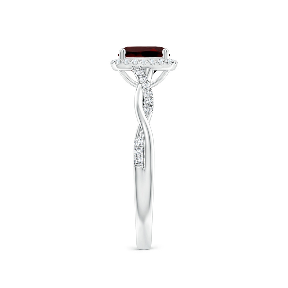 6mm AAA Twisted Shank Cushion Garnet Halo Engagement Ring in White Gold side-2