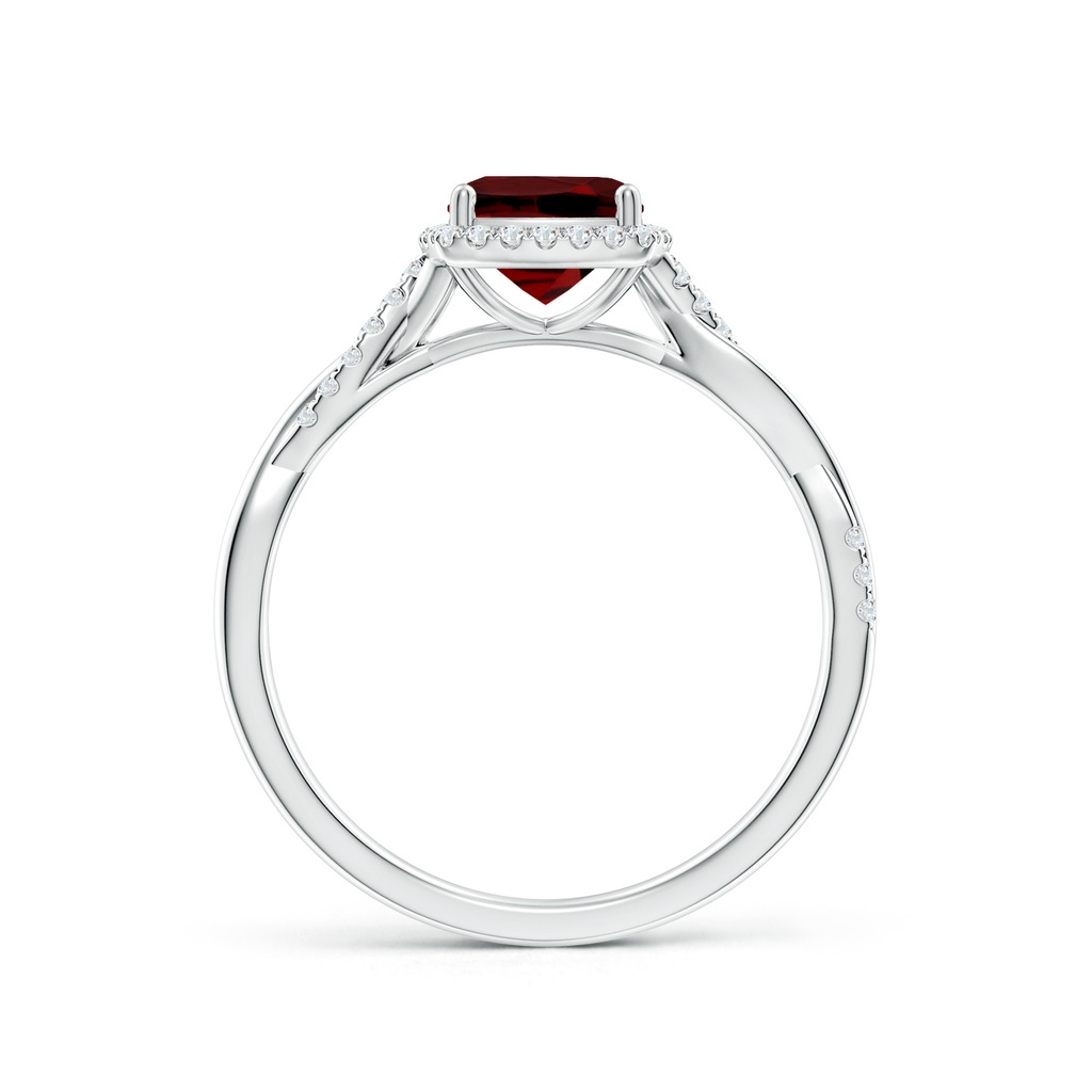 6mm AAAA Twisted Shank Cushion Garnet Halo Engagement Ring in White Gold - side_1