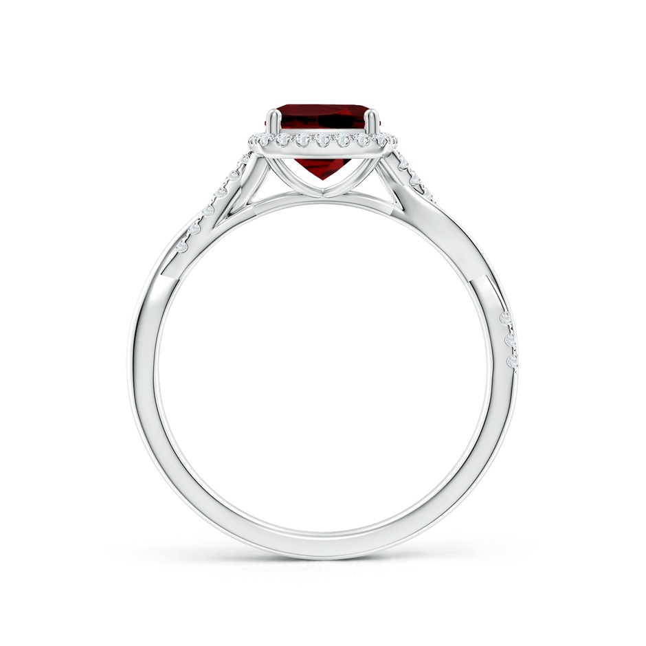 6mm AAAA Twisted Shank Cushion Garnet Halo Engagement Ring in White Gold side-1