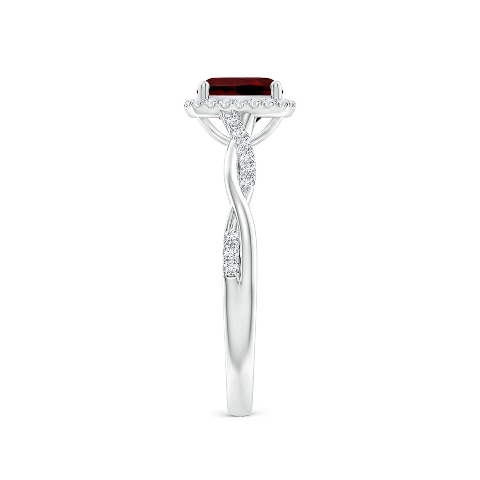 6mm AAAA Twisted Shank Cushion Garnet Halo Engagement Ring in White Gold side-2