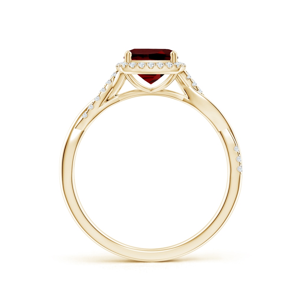 6mm AAAA Twisted Shank Cushion Garnet Halo Engagement Ring in Yellow Gold - side_1