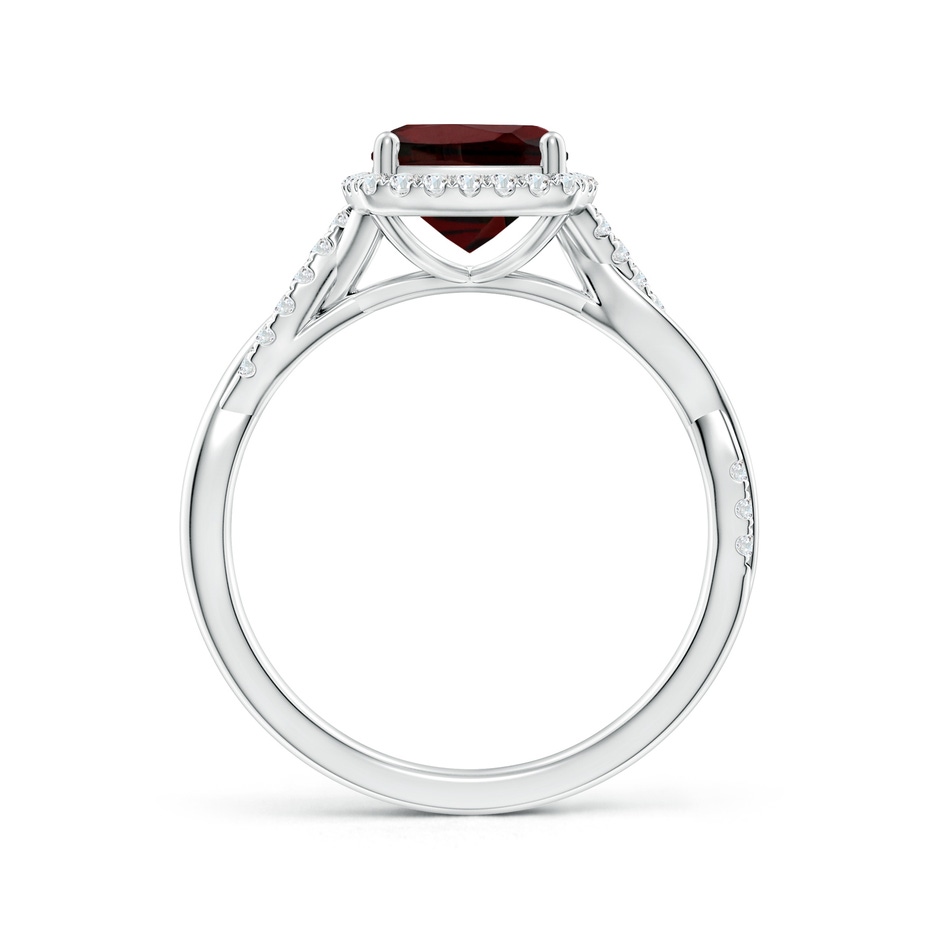 7mm AA Twisted Shank Cushion Garnet Halo Engagement Ring in White Gold side-1