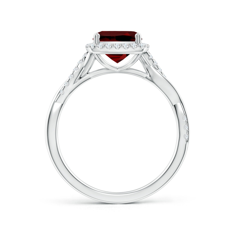 7mm AAAA Twisted Shank Cushion Garnet Halo Engagement Ring in P950 Platinum side-1