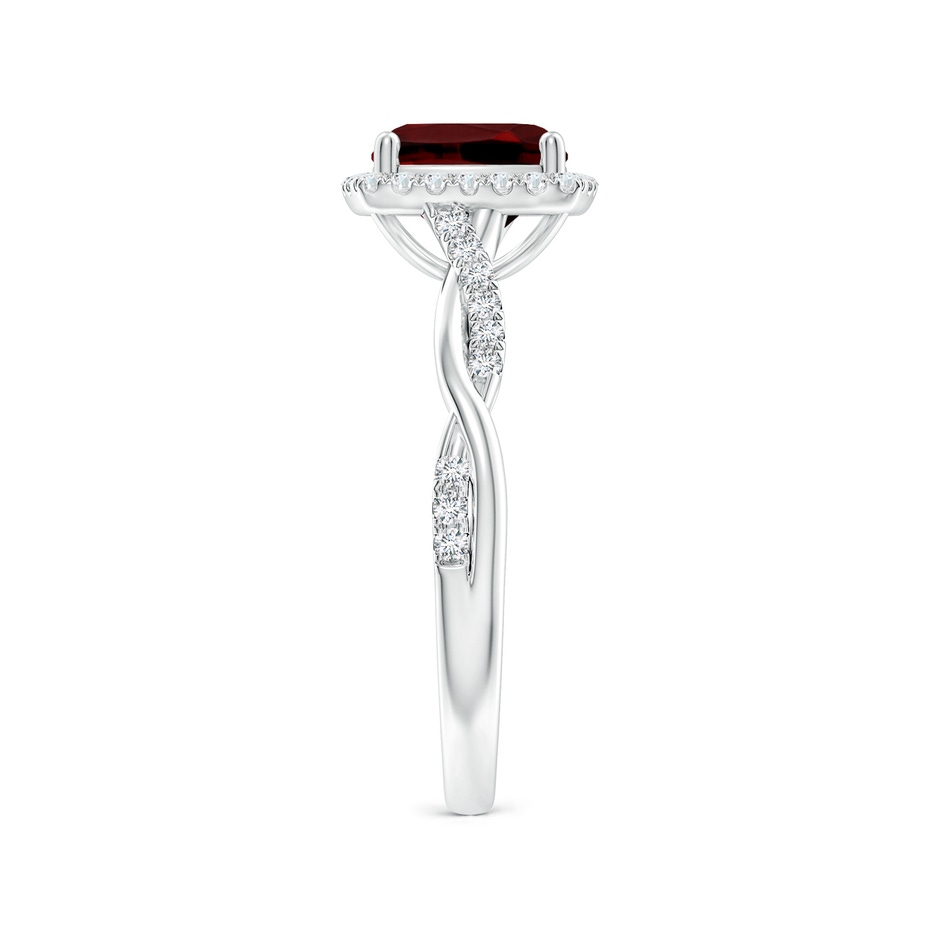 7mm AAAA Twisted Shank Cushion Garnet Halo Engagement Ring in P950 Platinum side-2