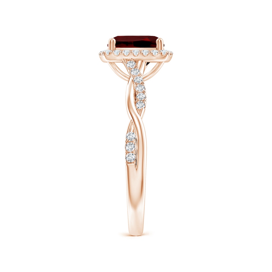 7mm AAAA Twisted Shank Cushion Garnet Halo Engagement Ring in Rose Gold side-2