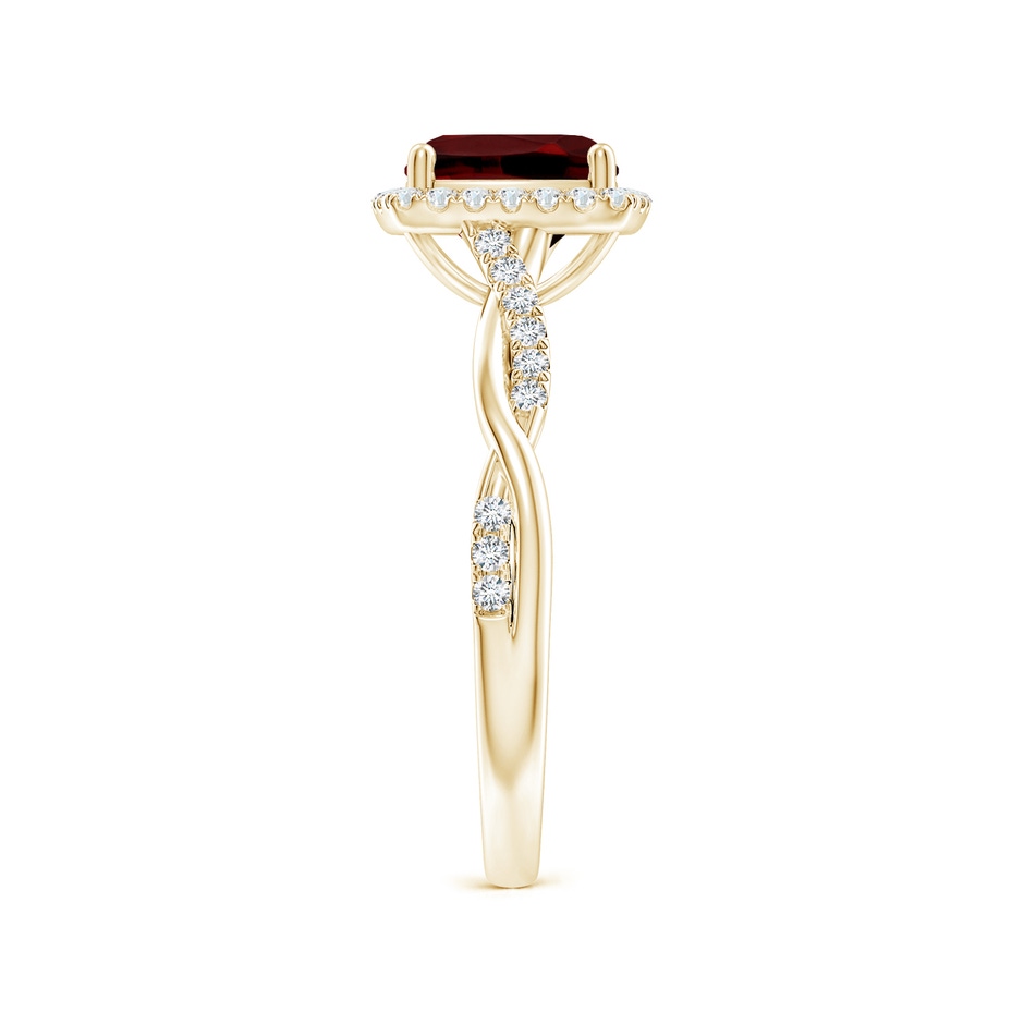 7mm AAAA Twisted Shank Cushion Garnet Halo Engagement Ring in Yellow Gold side-2
